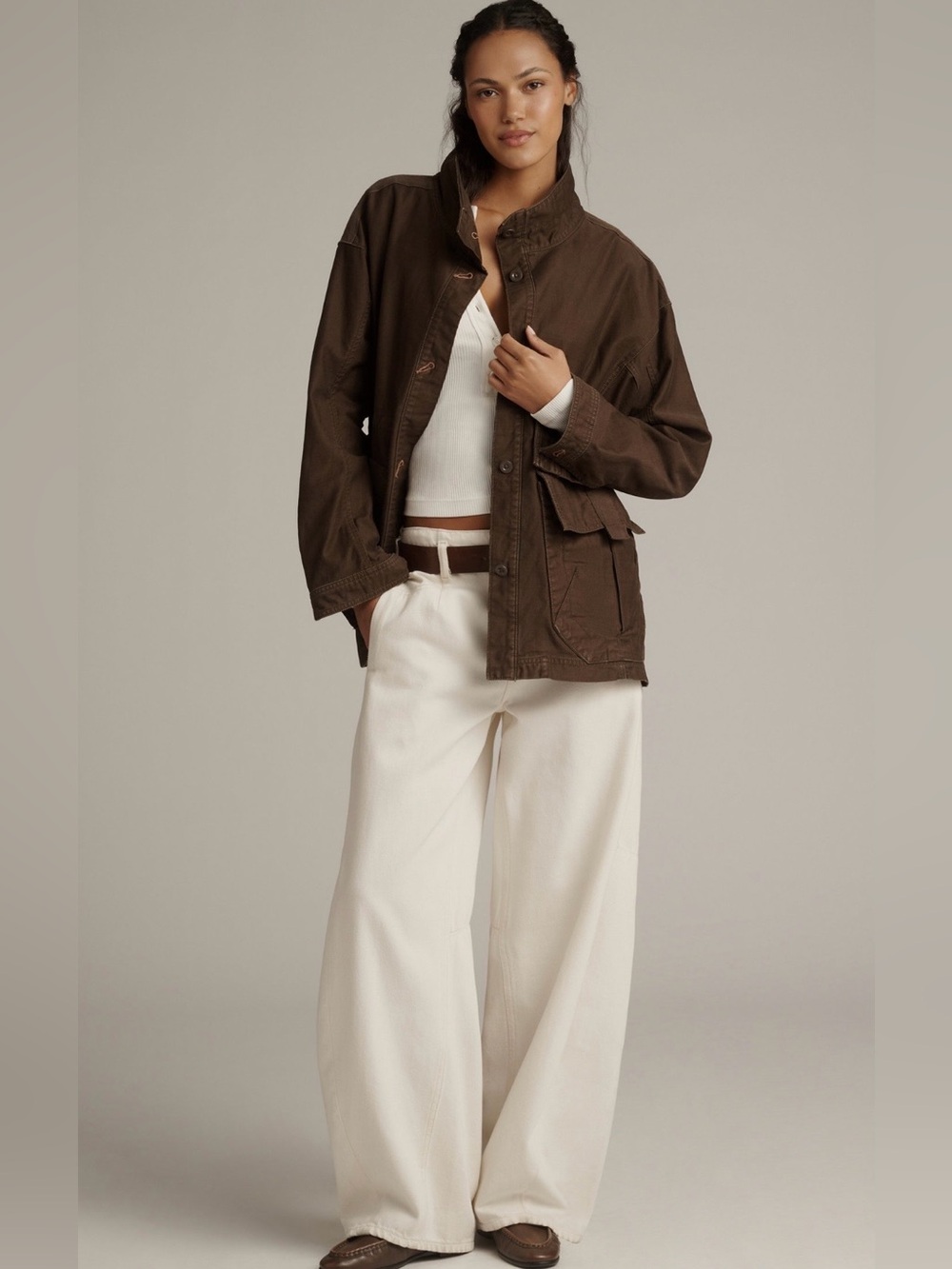 Anthropologie Chocolate Utility Jacket